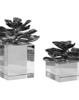 Uttermost Indian Lotus Metallic Silver Flowers, 2-Piece Set