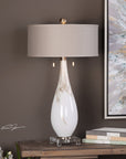 Uttermost Cardoni White Glass Table Lamp