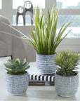 Uttermost Puebla Greenery in Blue & White Pots, 3-Piece Set