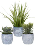 Uttermost Puebla Greenery in Blue & White Pots, 3-Piece Set