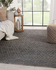 Jaipur Emblem Morse Trellis Geometric Gray Dark Blue EMB03 Rug