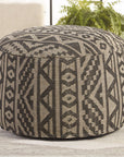 Jaipur Fika Renon Tribal Geometric Black Light Taupe FIK03 Pouf
