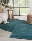 Jaipur Iconic Zephyr Abstract Solid Teal Gold ICO03 Rug