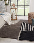Jaipur Iconic Ginata Geometric Stripes Gray Black ICO06 Rug