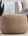 Jaipur Saba Kealani Trellis Textured Gray Beige SAA20 Cylinder Pouf