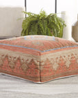 Jaipur Sundial Ember Tribal Medallion Orange Blue SND01 Pouf