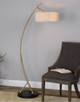 Uttermost Vardar Curved Brass Floor Lamp