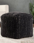 Jaipur Vagabond Sherwood Solid Black Ivory VBD01 Cube Pouf