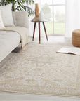 Jaipur Vienne Lucien Medallion Border Cream Light Gray VNE06 Rug
