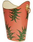 Worlds Away Oval Wastebasket with Lion Handles in Palm