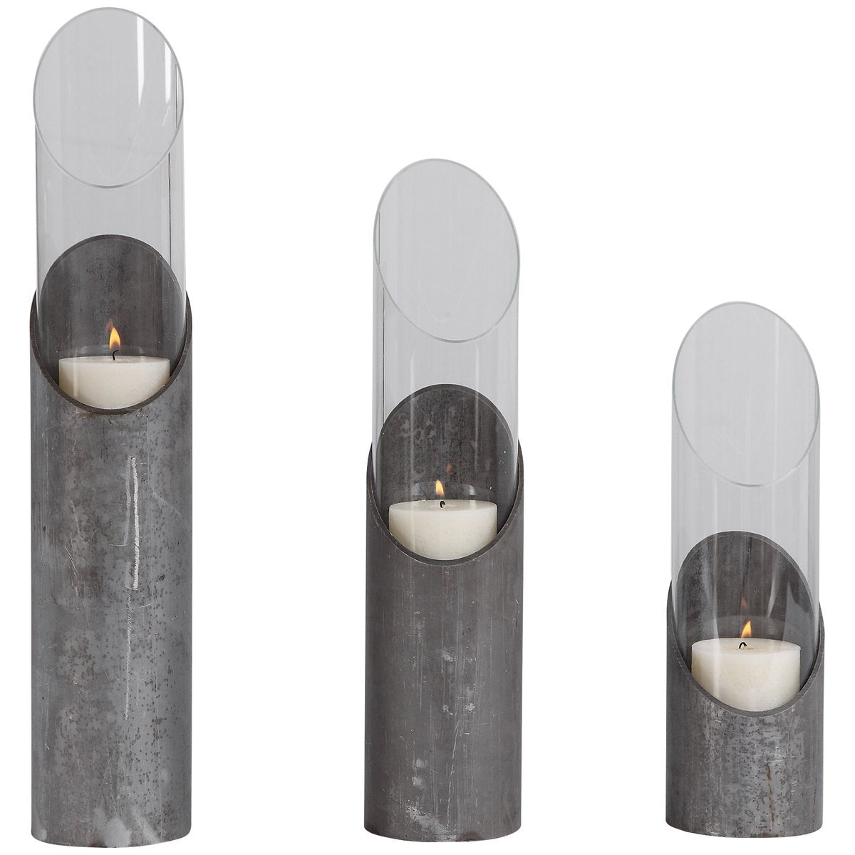 Uttermost Karter Iron &amp; Glass Candleholders, 3-Piece Set