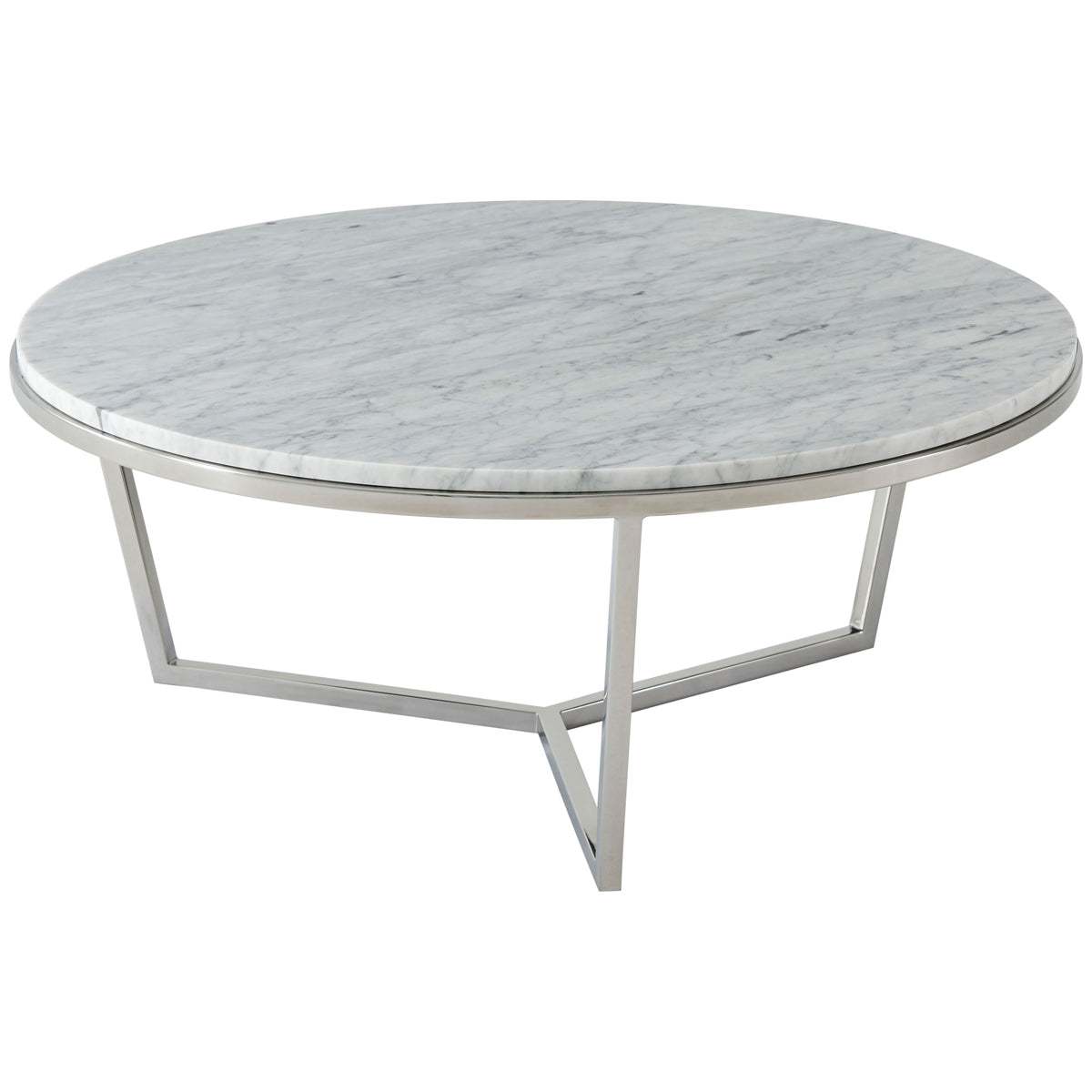 Theodore Alexander Small Fisher Round Marble Cocktail Table