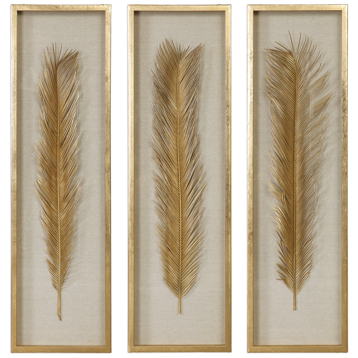 Uttermost Palma Gold Leaf Shadow Box, 3-Piece Set