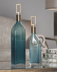 Uttermost Annabella Teal Glass Bottles, 2-Piece Set