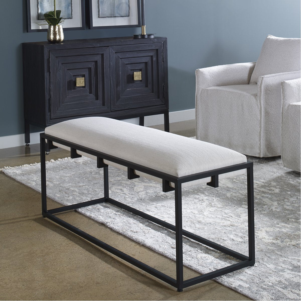 Uttermost Paradox Iron &amp; Fabric Bench