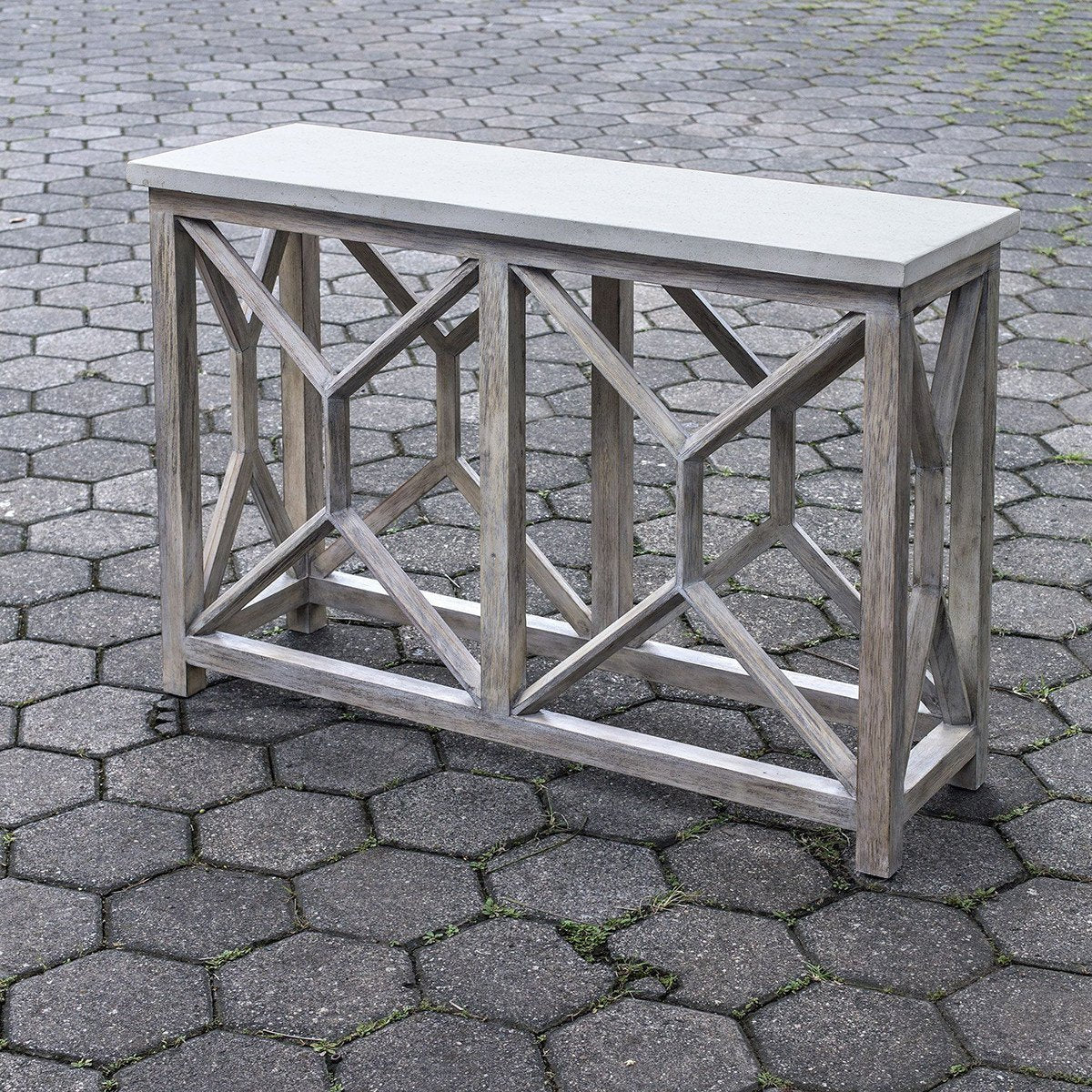 Uttermost Catali Ivory Stone Console Table