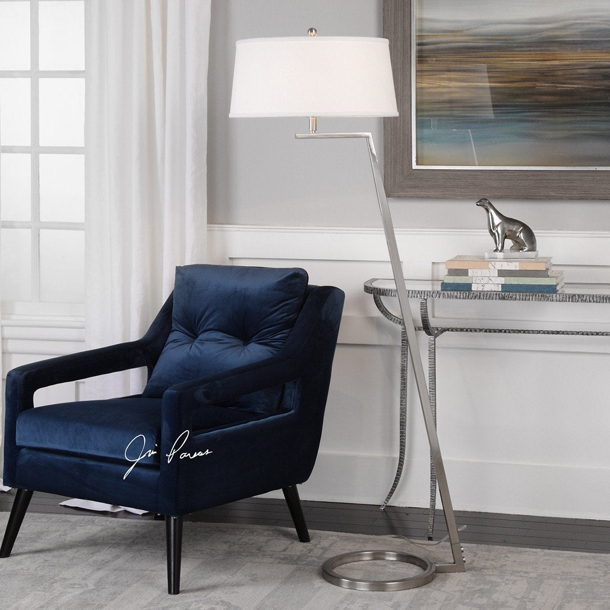 Uttermost Ordino Modern Nickel Floor Lamp