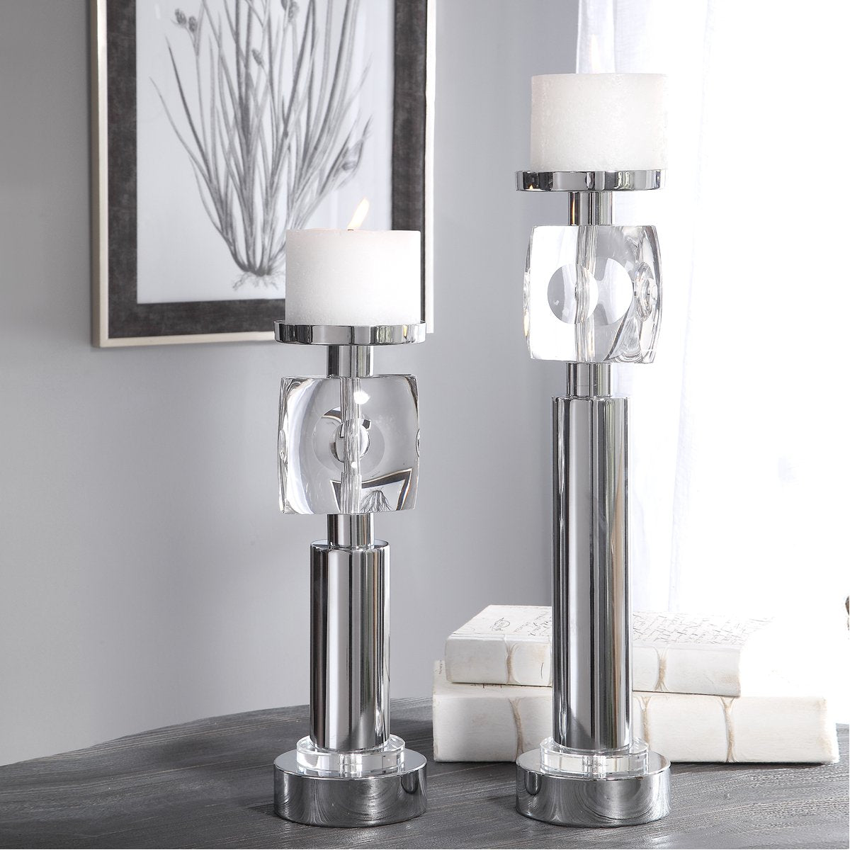 Uttermost Kyrie Nickel Candleholders, 2-Piece Set