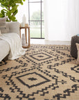 Jaipur Bedouin Jaima Tribal Medallion Beige Black BD24 Rug