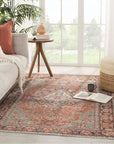 Jaipur Boheme Wesleyan Medallion Border Rust Gray BOH18 Rug