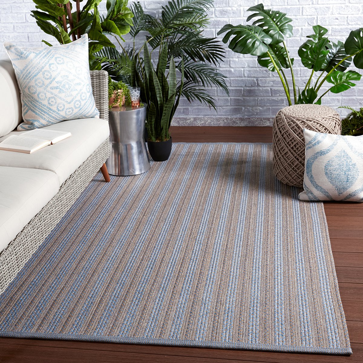 Jaipur Brontide Topsail Stripes Light Blue Taupe BRO03 Rug