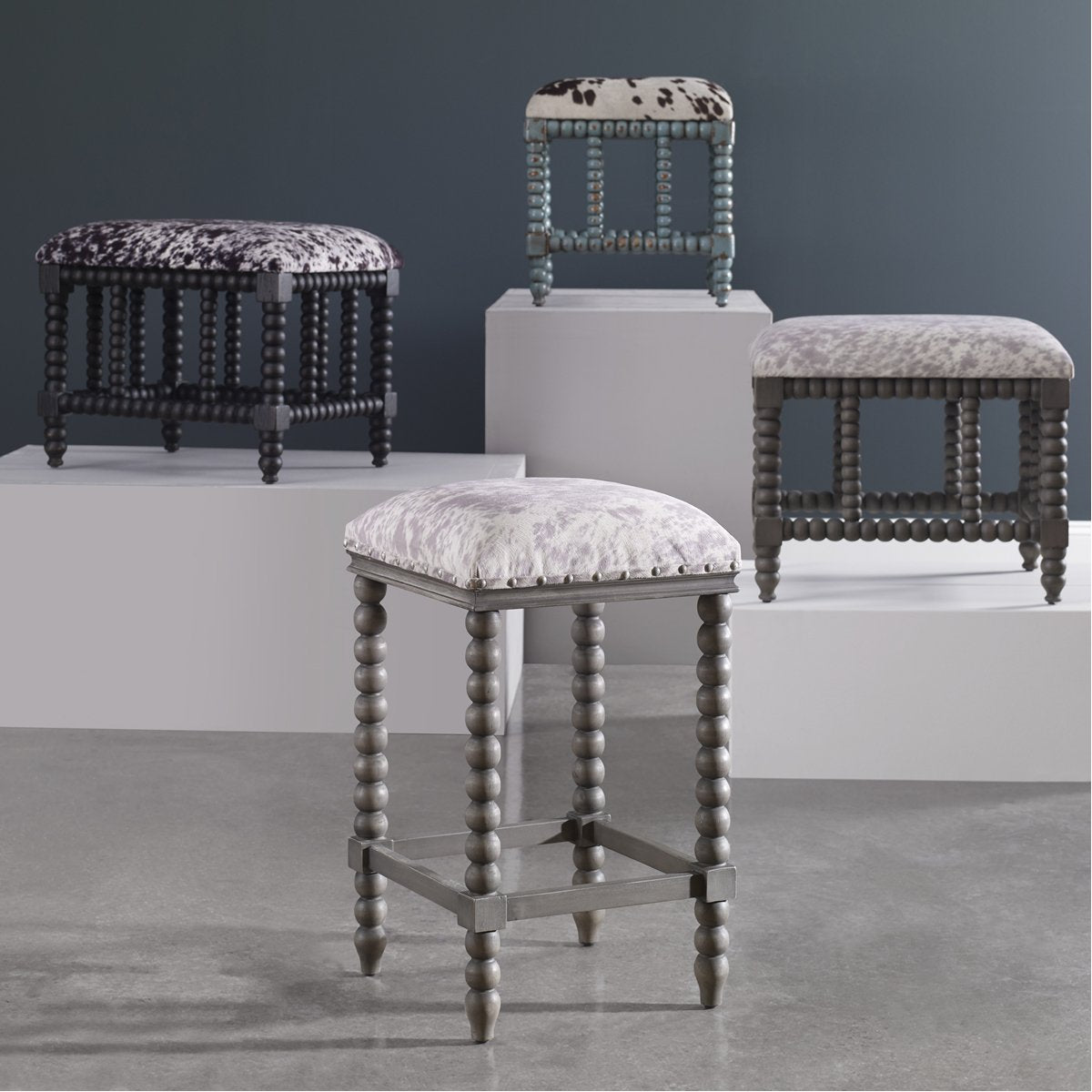 Uttermost Estes Faux Cow Hide Counter Stool