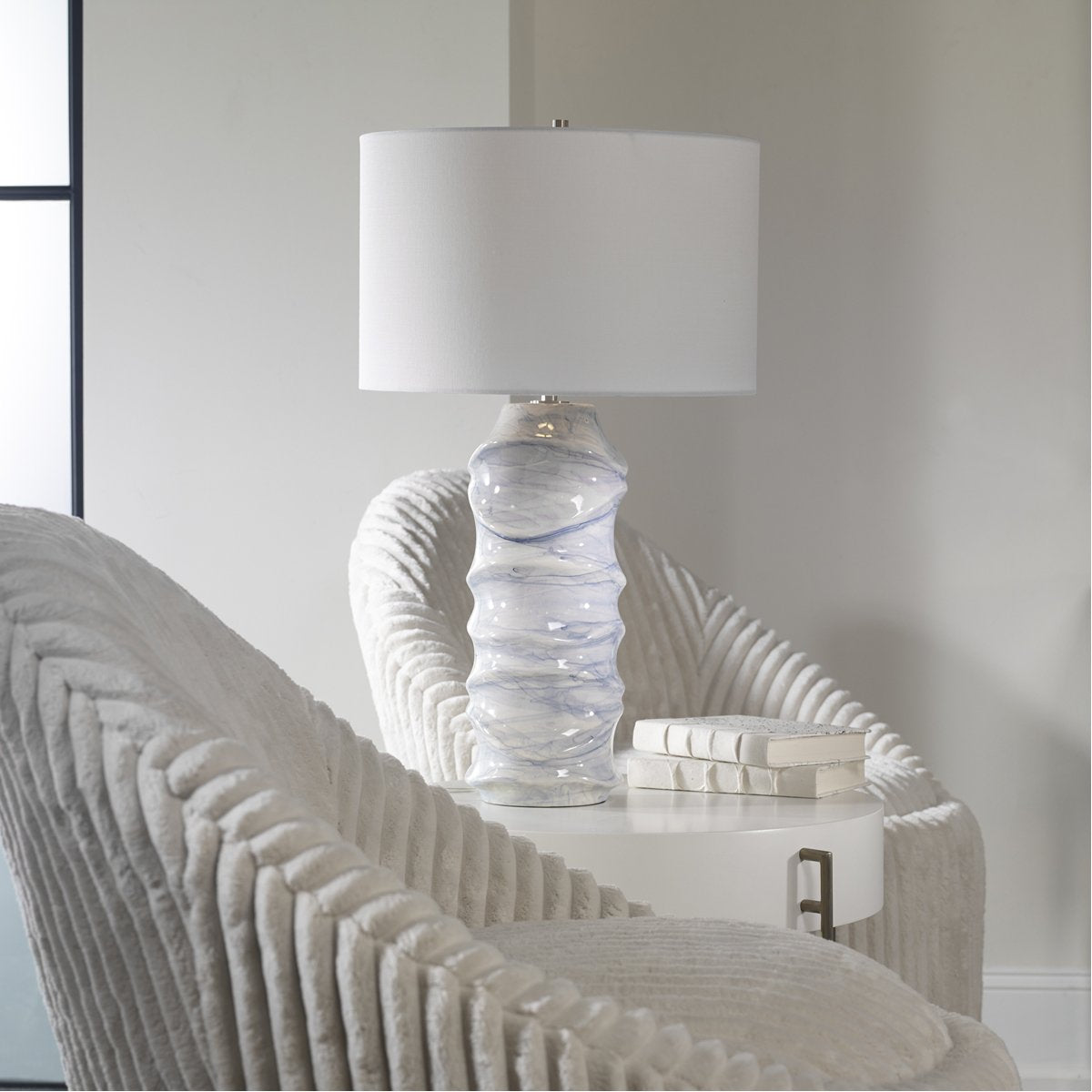 Uttermost Waves Blue and White Table Lamp
