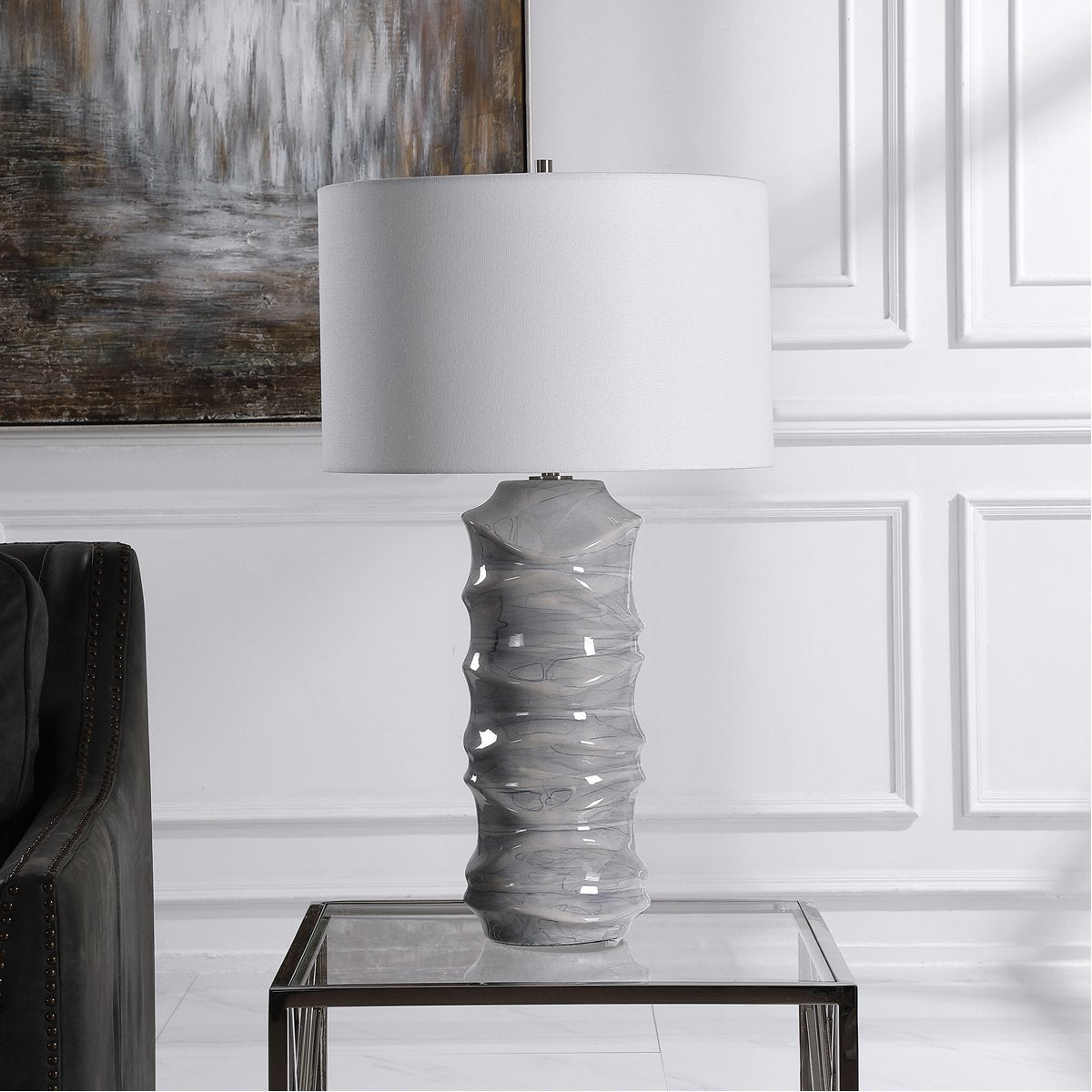 Uttermost Waves Blue and White Table Lamp