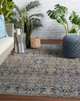 Jaipur Polaris Bodega Trellis Floral Dark Blue Gold POL31 Rug