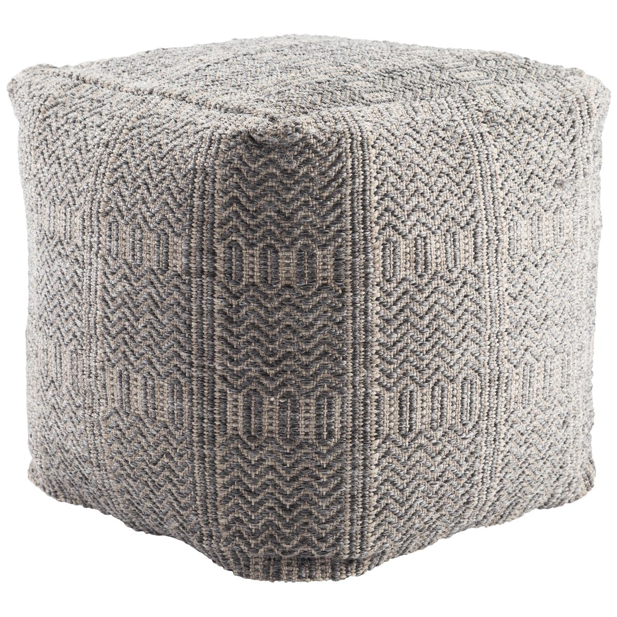 Jaipur Roanoke Destrie Tribal Chevron Gray RNK02 Cube Pouf
