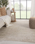Jaipur Satellite Alloy Stripes Geometric Light Taupe White SAT08 Rug