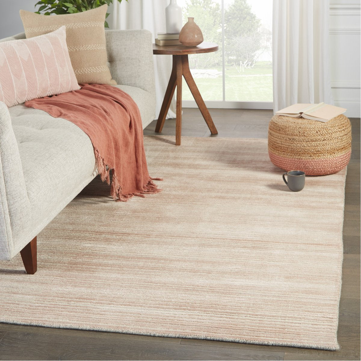 Jaipur Second Sunset Gradient Solid Stripes Pink Cream SST08 Rug