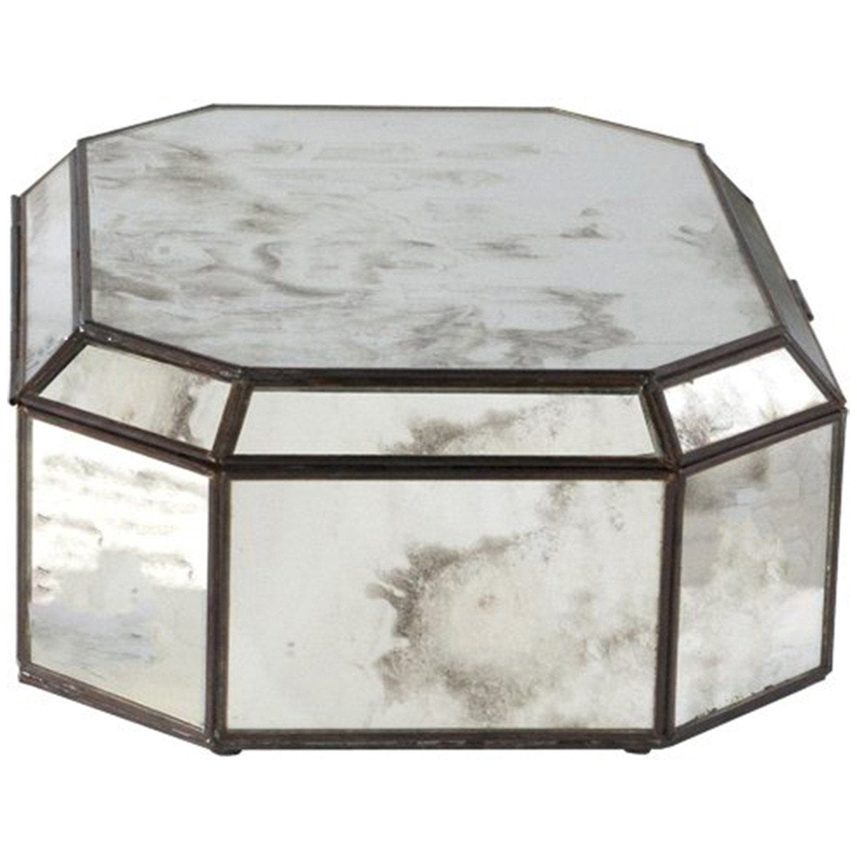 Worlds Away Octagonal Antique Mirror Box