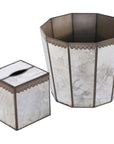 Worlds Away Antique Mirror Hexagonal Wastebasket
