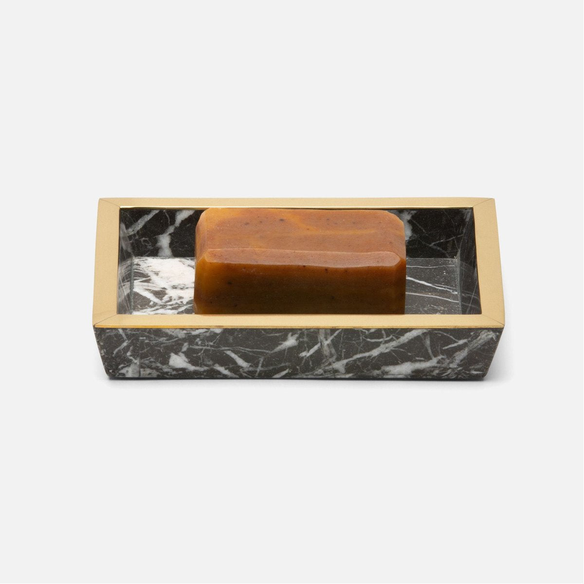 Pigeon and Poodle Rhodes Rectangular Nero Brass Soap Dish, Tapered