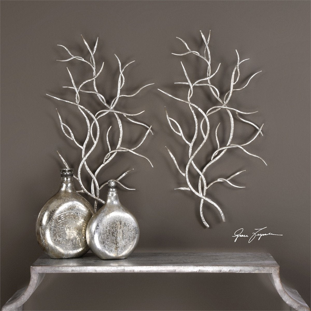 Uttermost Silver Branches Wall Art, Set of 2
