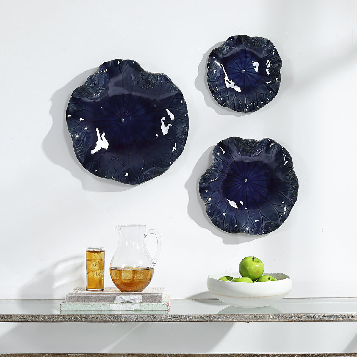 Uttermost Abella Blue Ceramic Wall Decor, 3-Piece Set