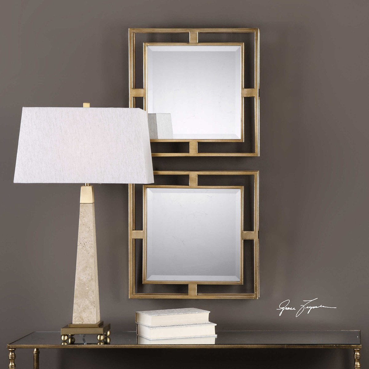 Uttermost Allick Gold Square Mirrors, Set of 2