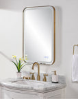 Uttermost Crofton Lighted Brass Vanity Mirror