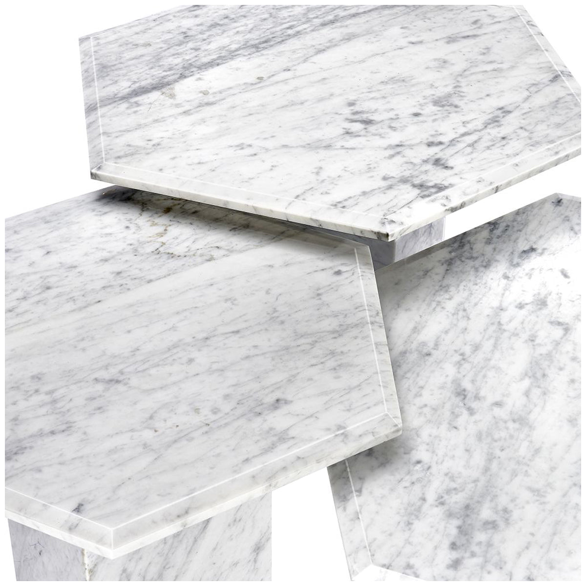 Interlude Home Milo Hexagonal Bunching Tables - Carrara