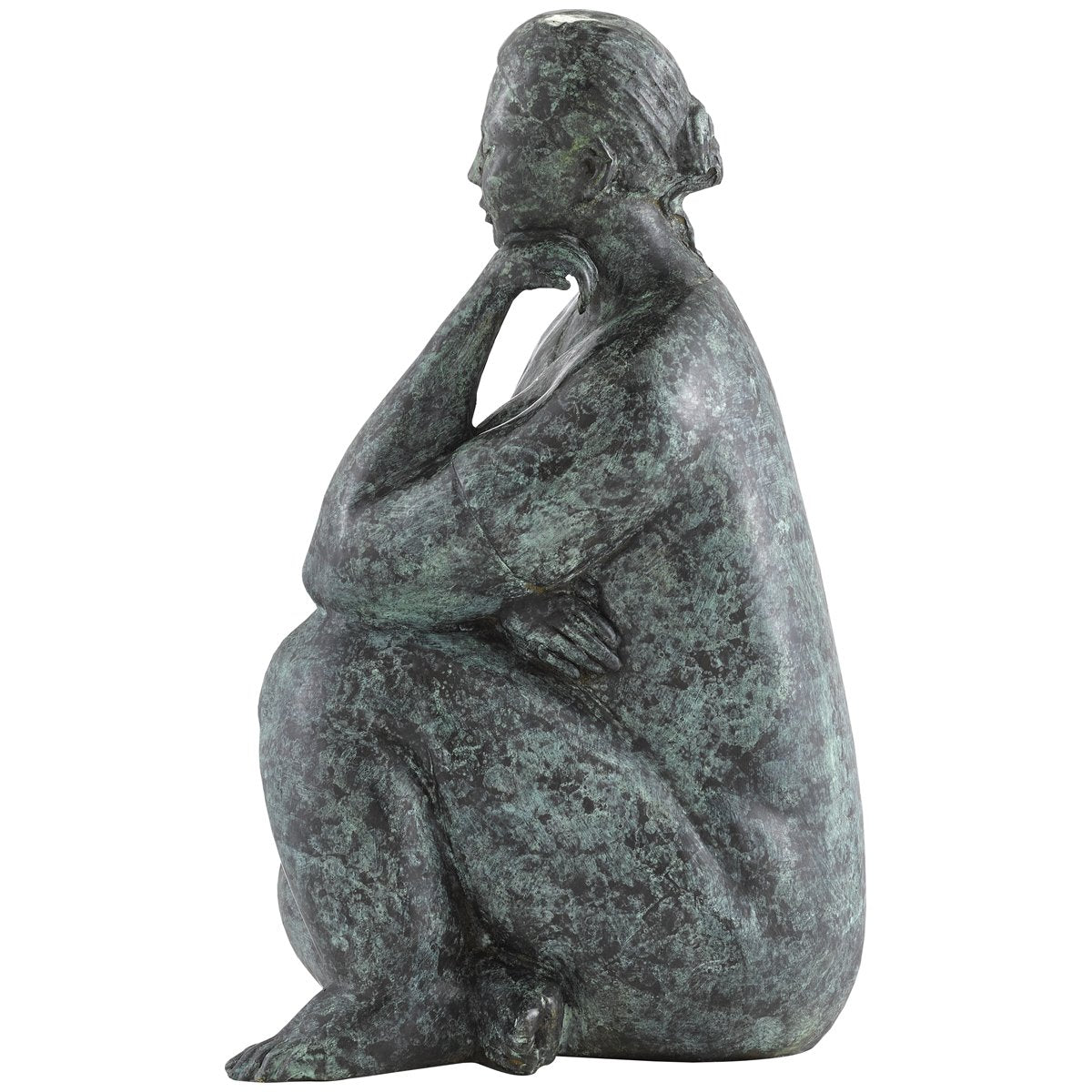 Currey and Company Lady Meditating Bronze Sculpture