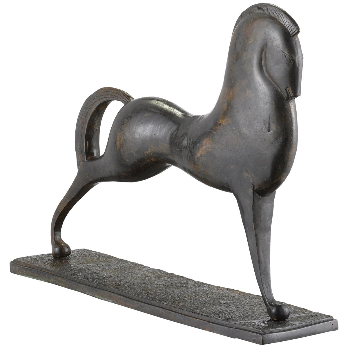 Currey and Company Assyrian Bronze Horse Sculpture
