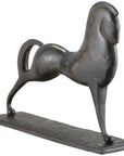 Currey and Company Assyrian Bronze Horse Sculpture