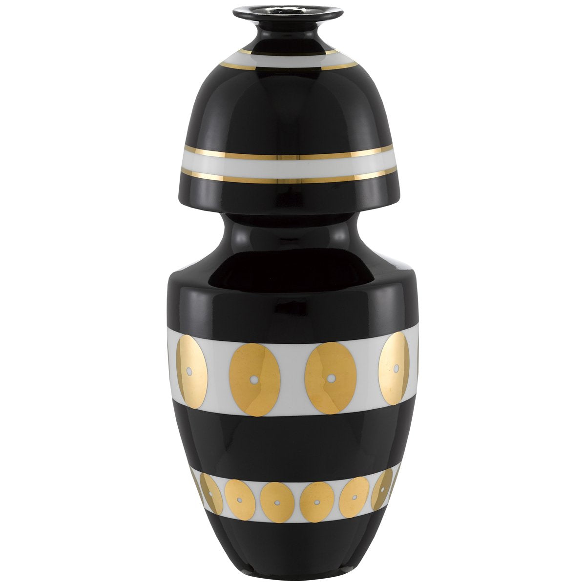 Currey and Company De Luca Black and Gold Gourd Vase