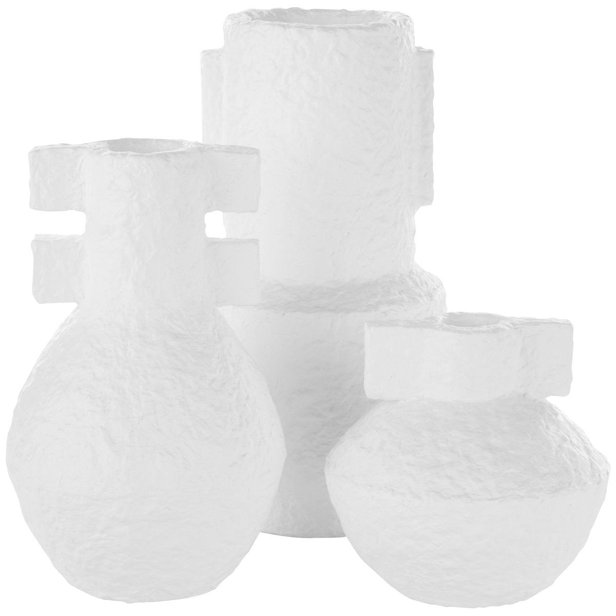Currey and Company Aegean White Vase, 3-Piece Set