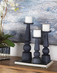 Uttermost Cassiopeia Blue Glass Candleholders, 3-Piece Set