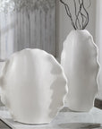 Uttermost Ruffled Feathers Modern White Vases, 2-Piece Set