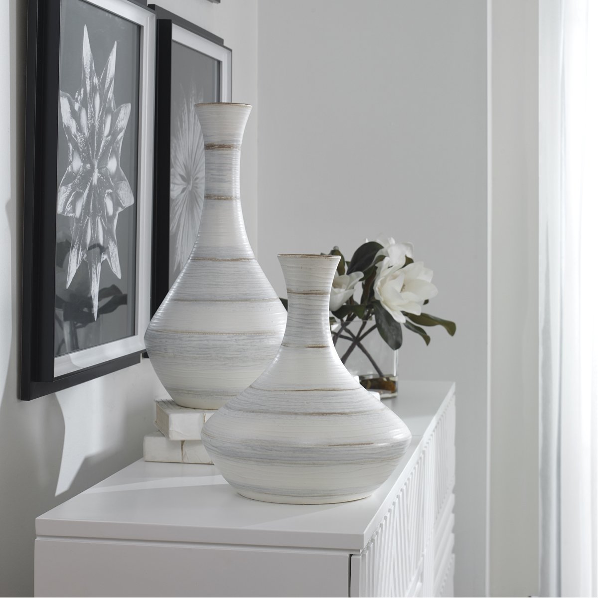 Uttermost Potter Fluted Striped Vases, 2-Piece Set