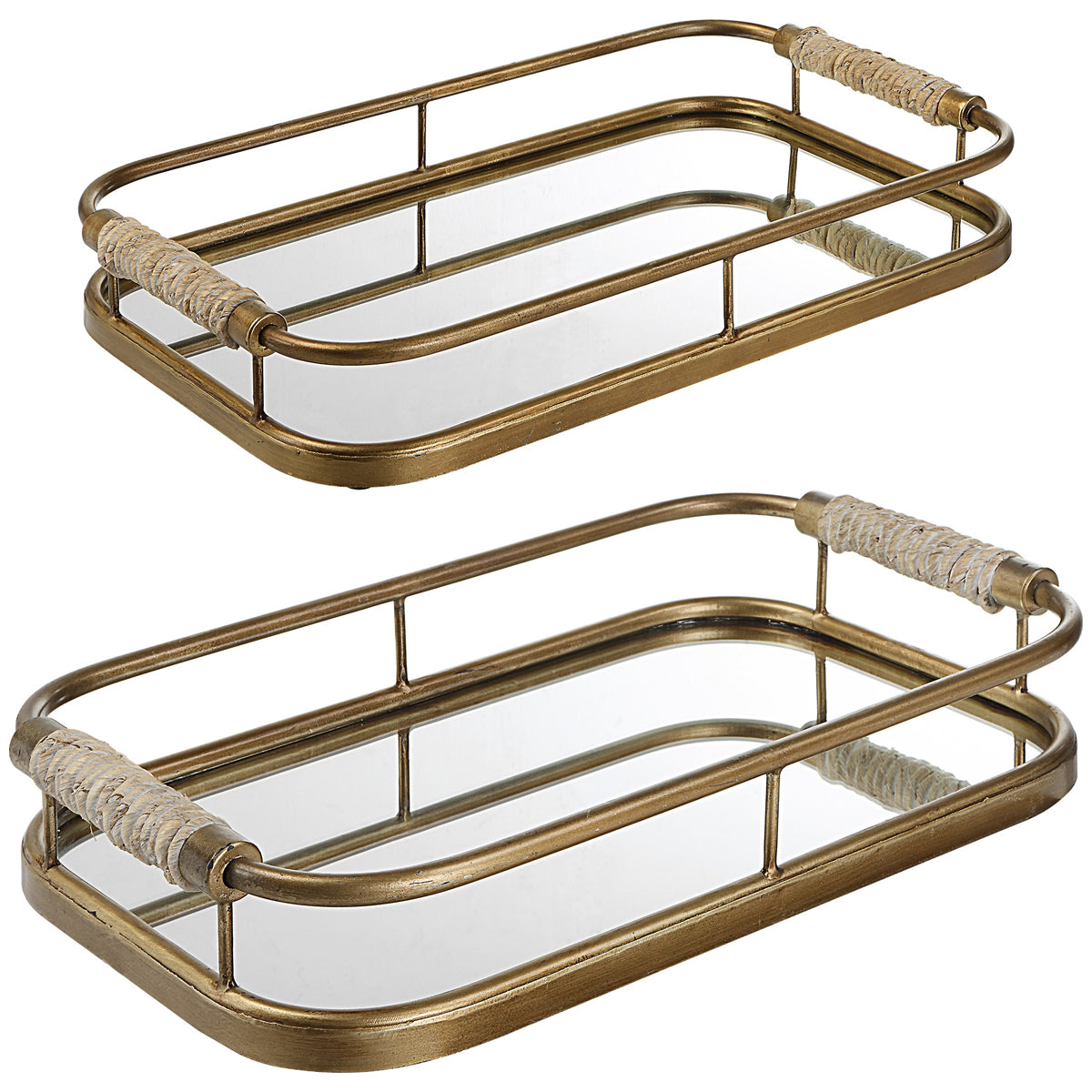 Uttermost Rosea Brushed Gold Trays, 2-Piece Set