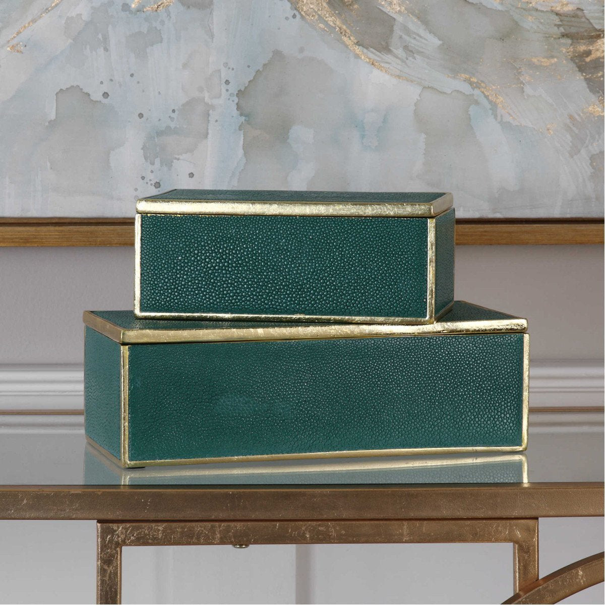 Uttermost Karis Emerald Green Boxes, 2-Piece Set